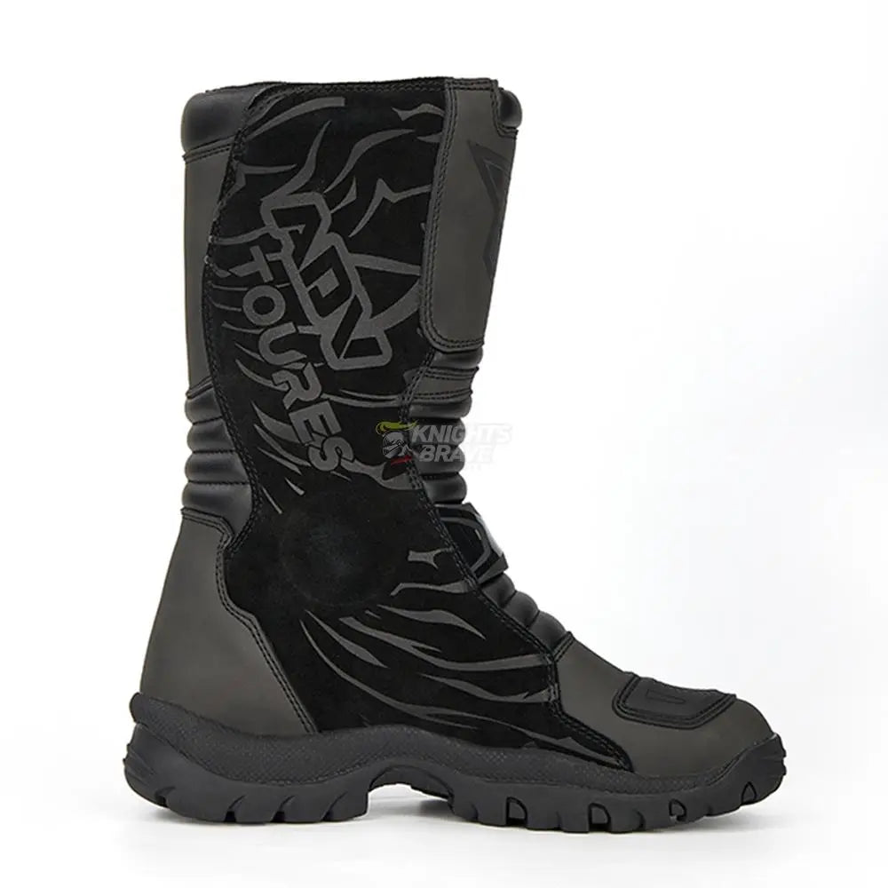 Retro Motorcycle Boots Cowhide Waterproof Mid-Calf Boots Black Botas Para Motociclista Hombre Motorbike Motocross Riding Boots