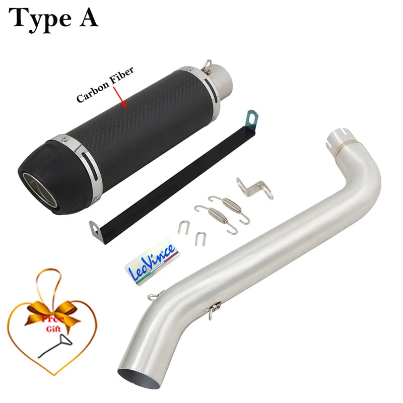For VOGE DS525X DS 525X 2023 2024 Motorcycle Exhaust Leovince Escape Systems Modify Mid Link Pipe Carbon Fiber Muffler DB Killer