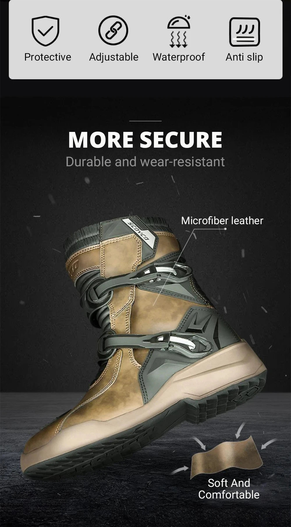 Waterproof Motorbike Boots Anti-slip Motorcycle Boots Wear-resistant Biker Protection Equipment Anti-fall Motocross Boot