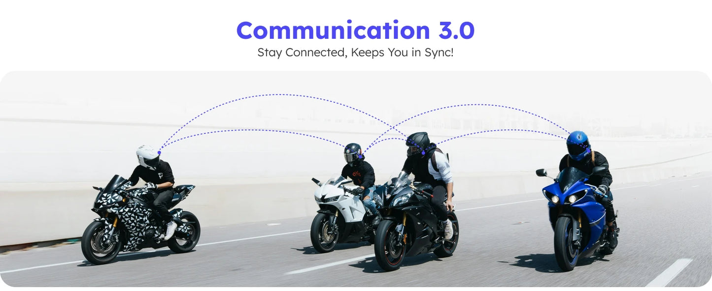 MAXRUNON D10 Motorcycle Bluetooth Intercom Helmet Headset 4 Riders Moto Group Interphone App AI Voice Control ENC IPX7 FM BT5.4