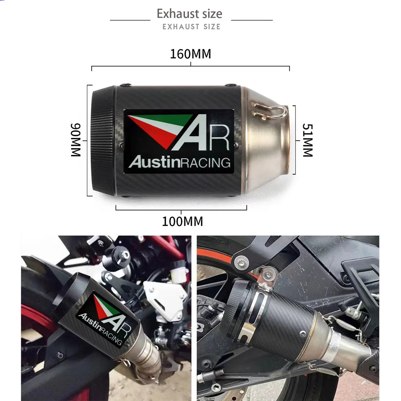 51 mm motorcycle exhaust pipe For BMW F900R F900F 2020-2023 Carbon Fiber DB Killer Exhaust Modification Kit Motorcycle Pipe AR