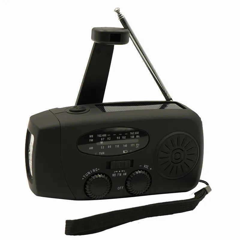 2000mAh Emergency Radio Multifunctional Solar Hand Crank portable Radio FM AM WB NOAA Weather Radio USB Charging 3 LED Flashligh