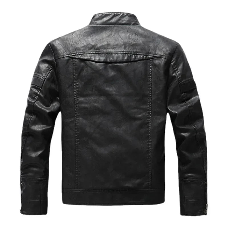 Autumn Winter Fashion Leather Jacket Men Motorcycle Slim Fleece Jackets Coat Male vintage Casual Motor Biker Faux Leather Jacket