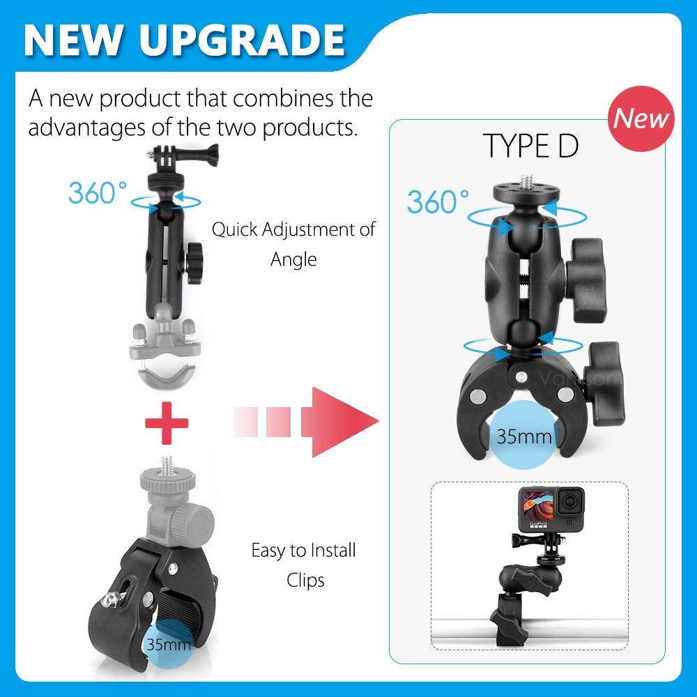 Vamson for GoPro 11 10 9 8 Motorcycle Accessories Holder Handlebar Mirror Mount Bike Bracket for DJI OSMO insta360 Action Camera