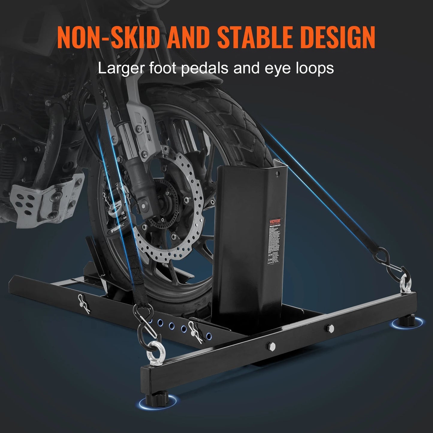 VEVOR Motorcycle Wheel Chock Upright 1800 lbs Heavy-duty Steel Motorcycle Front Wheel Stand with Adjustable Holes For Motorcycle