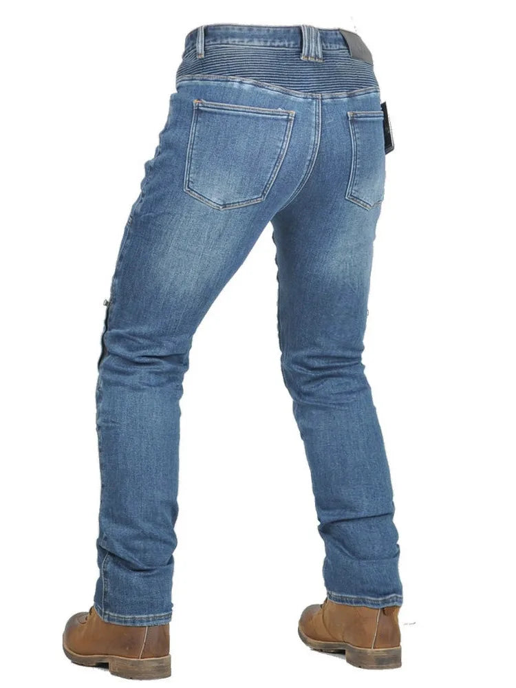 Motorcycle Jeans Men's Casual Workwear Stretch Retro Motorcycle Motorbike Riding Pants Anti-drop with Silicone Protective Gear