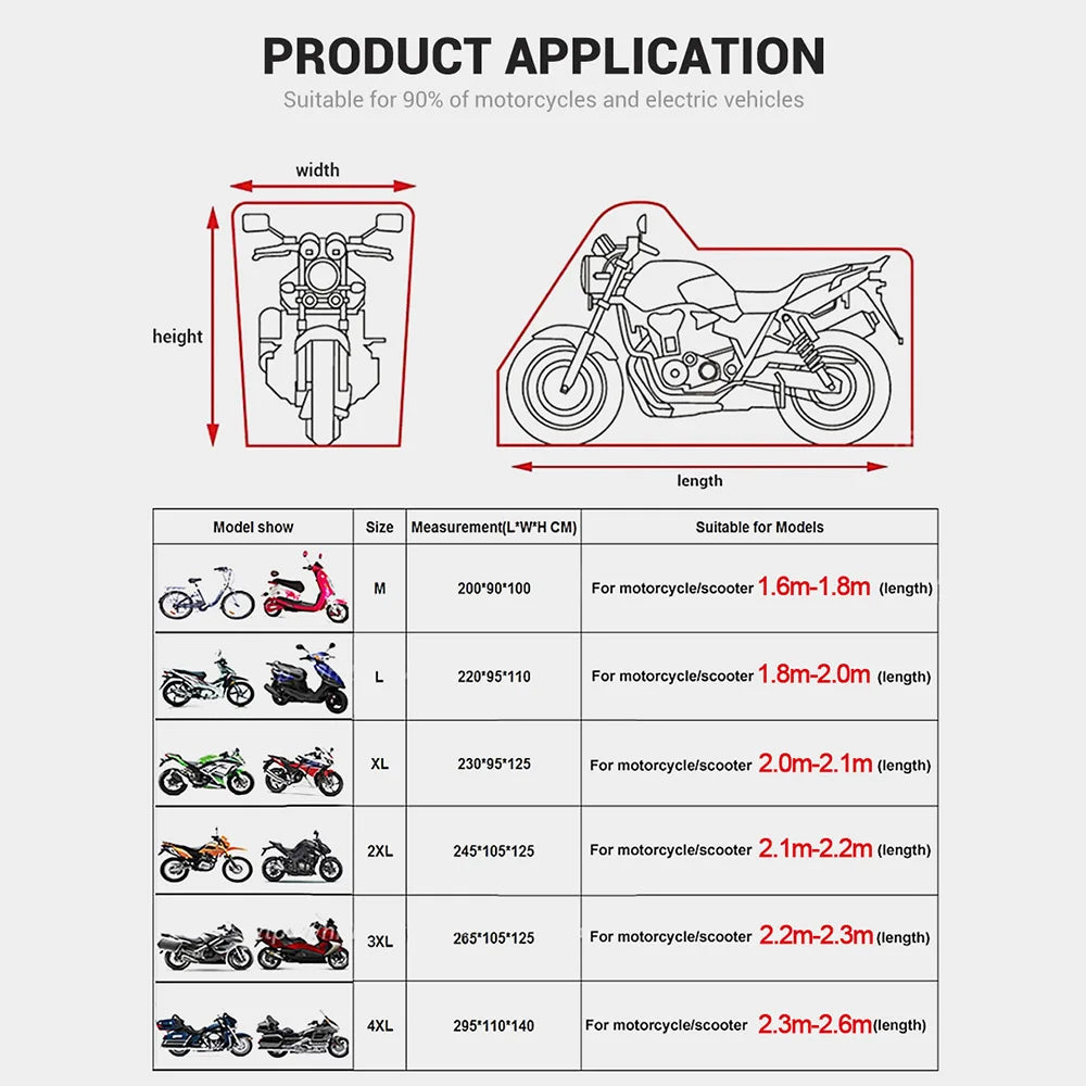 Motorcycle Cover Universal Waterproof Accessories Outdoor Sunscreen Rain For Scooter Bicycle Uv Dustproof Protective Cover M-4XL