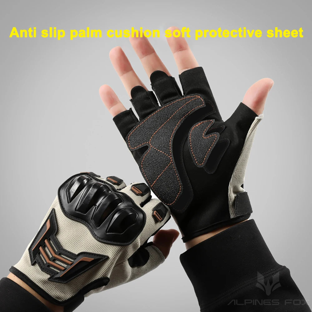 Summer Half Finger Motorcycle Gloves Fingerless Breathable Motorbike Motocross Racing Gloves Men Mesh Touch Screen Riding Glove