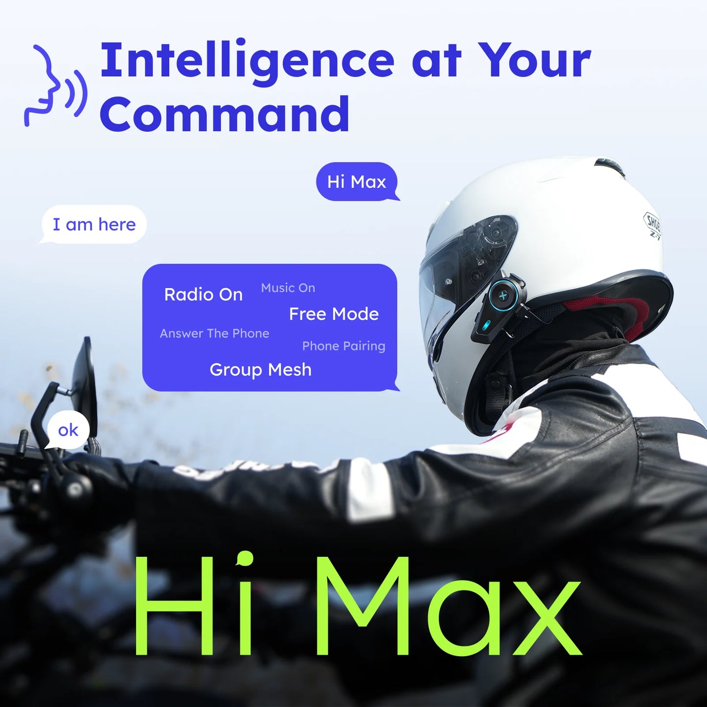 MAXRUNON D10 Motorcycle Bluetooth Intercom Helmet Headset 4 Riders Moto Group Interphone App AI Voice Control ENC IPX7 FM BT5.4