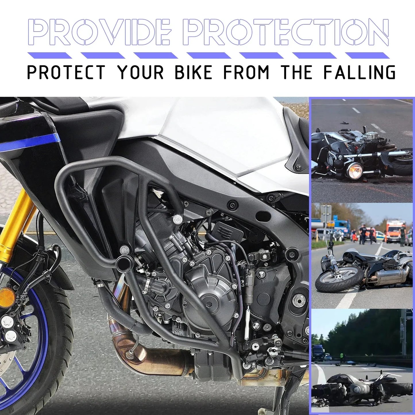 WOLFLINE for Yamaha Tracer 9 Engine Guard Bumper for Yamaha GT Highway Crash Bars Frame Bumper Protection Bars 2021-2025