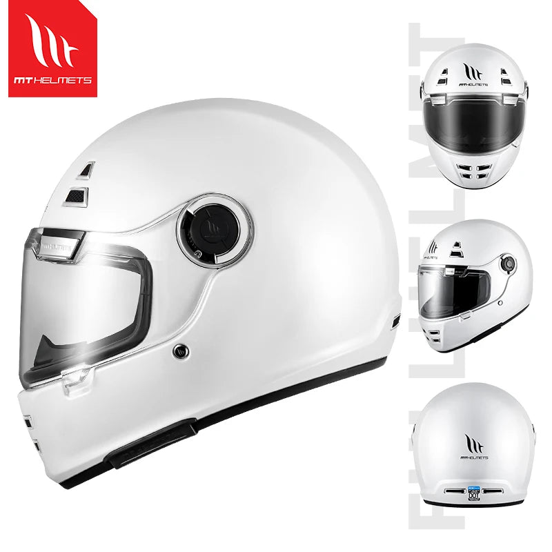 MT Jarama SV Retro Helmet Cruise Motorcycle Vintage Full S Helmet ECE2206 DOT Casco MT Cafe Racer Helmet for Triumph Thruxton R