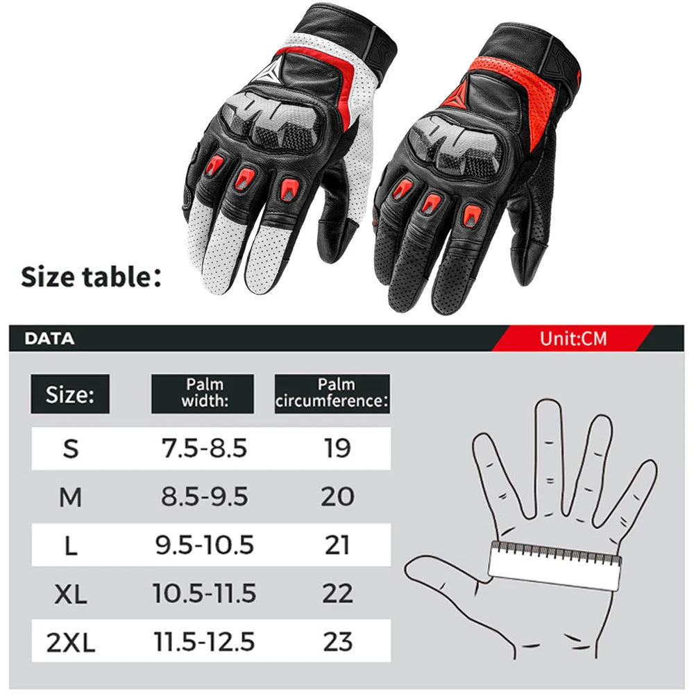 Motorcycle Leather Carbon Fiber Gloves Summer Winter Cross-country Mountain Bike Motorcycle Gloves Riding Motorcycle Rider Glove