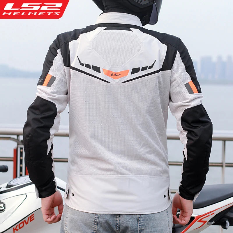 LS2 Original Motorcycle Jacket Reflective Breathable Anti Fall Motorbike Jacket Men Women Motocross Riding Clothes Racing Jacket