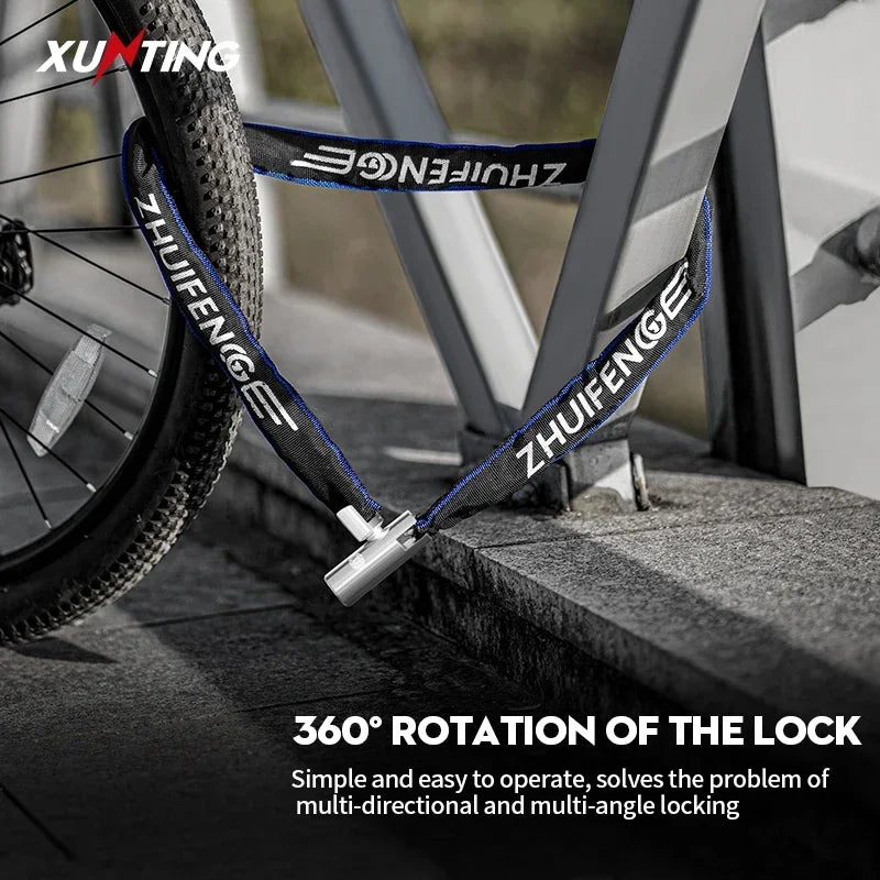 Xunting Bicycle Lock Heavy Duty Bike Chain Lock Anti-Theft Security 6MM Thick Chain for Motorcycle Door Scooter with 2 Keys
