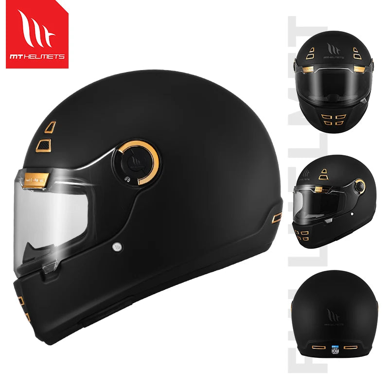 MT Jarama SV Retro Helmet Cruise Motorcycle Vintage Full S Helmet ECE2206 DOT Casco MT Cafe Racer Helmet for Triumph Thruxton R