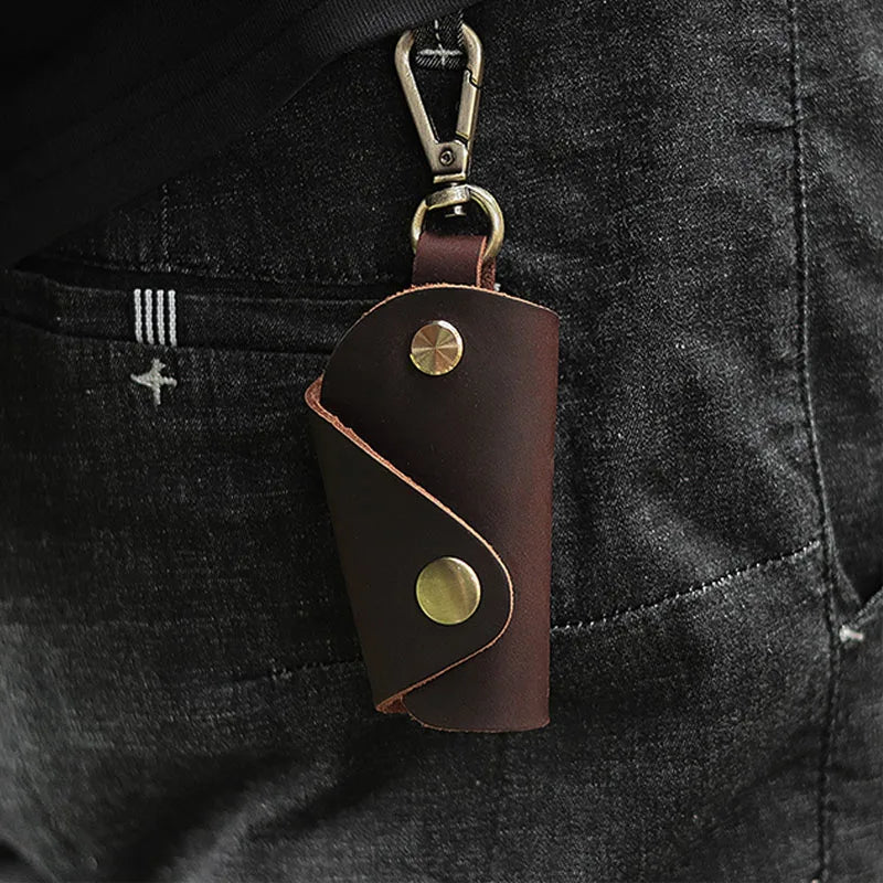 Fromtheon Genuine Leather Handmade Men's Mini Key Case Personality Creative Lady Door Key Storage Crazy Horse Leather Case
