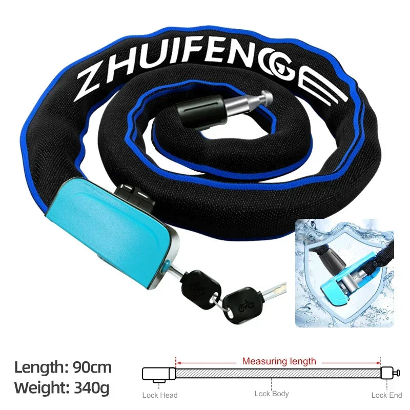 Xunting Bicycle Lock Heavy Duty Bike Chain Lock Anti-Theft Security 6MM Thick Chain for Motorcycle Door Scooter with 2 Keys