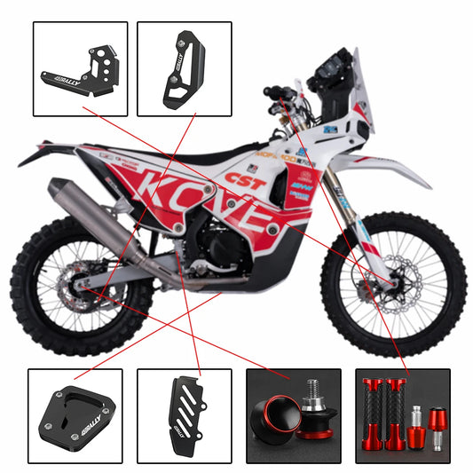 For KOVE 450 Rally 450 RALLY 2022 2023 2024 Motorcycle Front Caliper Guard & Rear ABS Sensor Guards Cover & Side Stand Enlarge