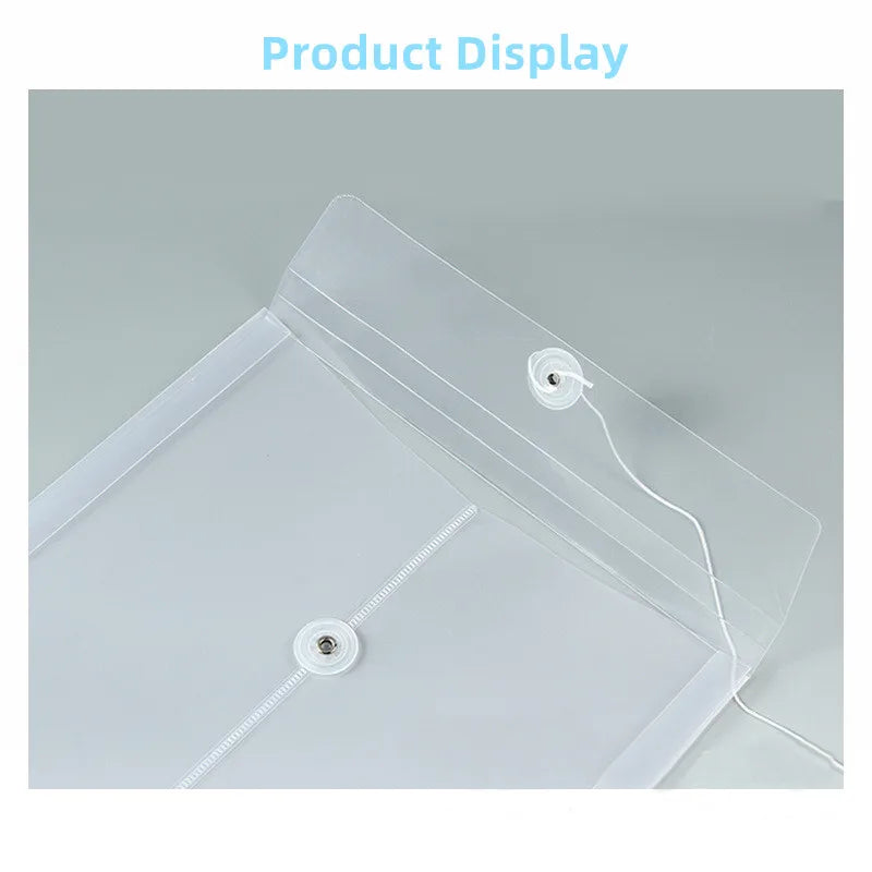 A4 10PCS Document Bag Transparent Plastic File Thickened Waterproof Vertical Rope Wrapped