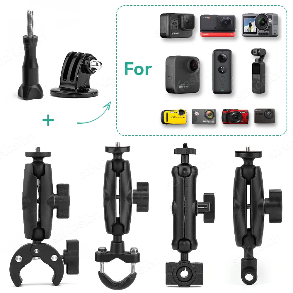 Motorcycle Bicycle Handlebar Mirror Mount Bracket For Gopro Hero 12 11 10 9 8 Bike Action Camera Holder For DJI OSMO Insta360