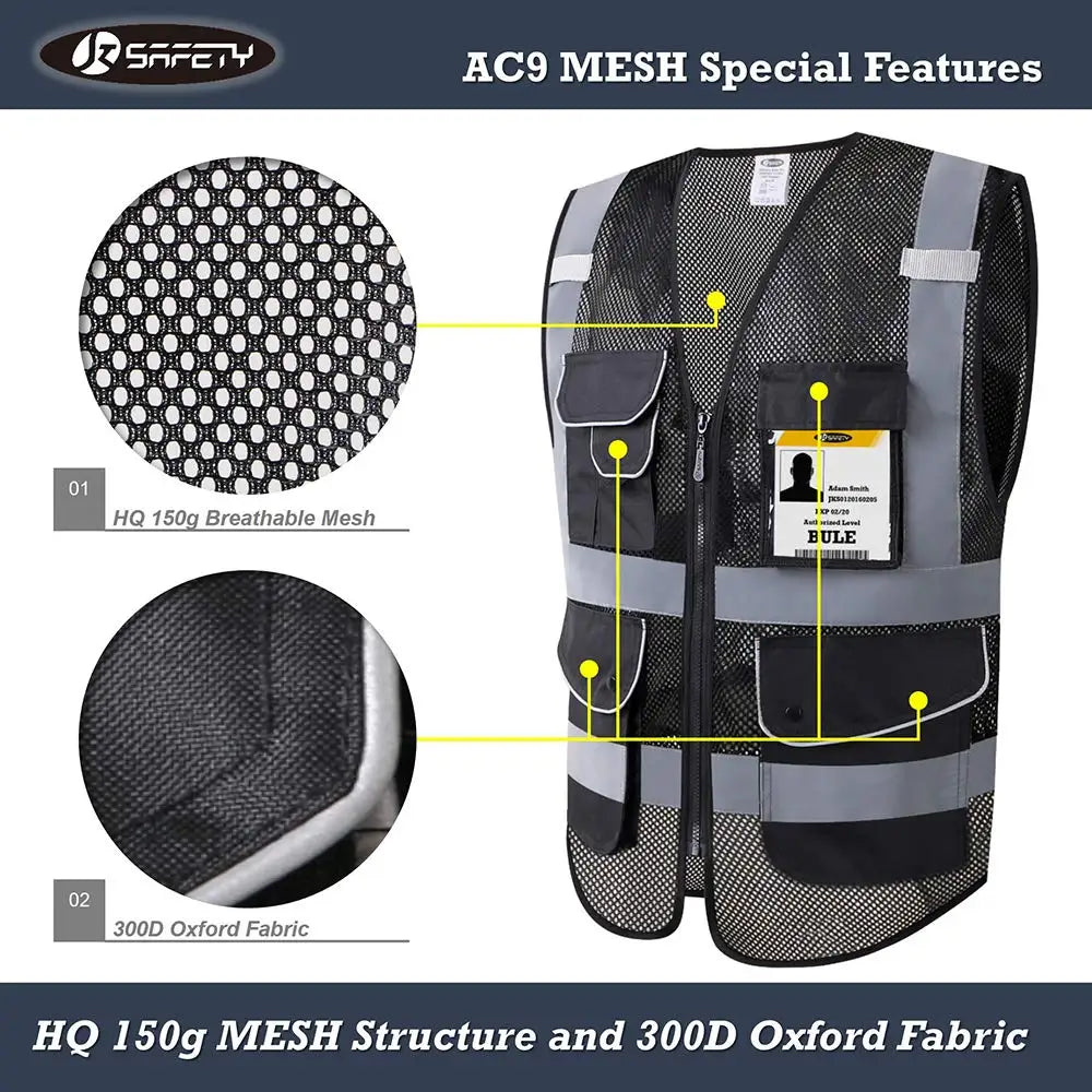 High Visibility Signal Vest Work Safety Jacket Reflective Safety Vest To Work For Men Luminous Vest Fluorescent
