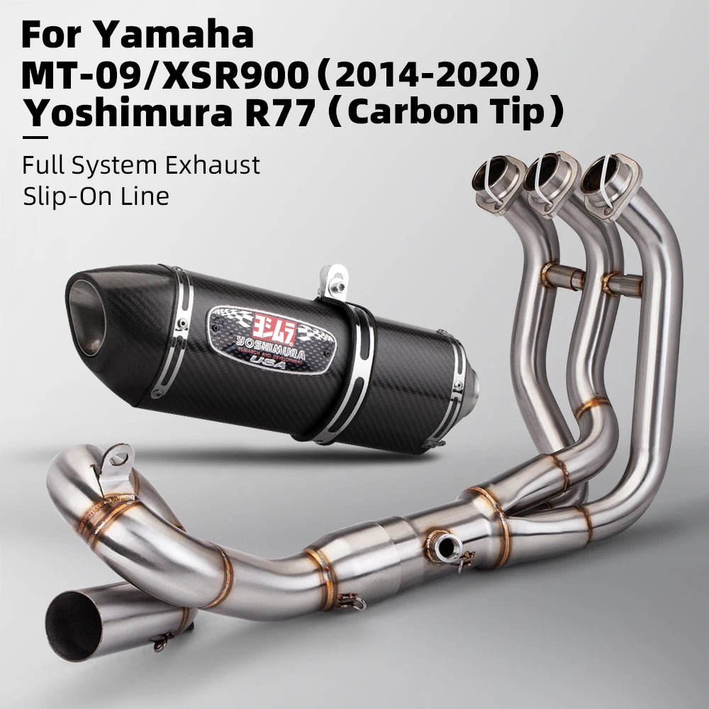 For YAMAHA MT09 FZ09 XSR900 System Escape Slip On Front Tube Link Pipe Connect Original full Motorcycle Exhaust System Titanium