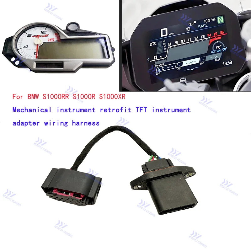 Mechanical instrument retrofit TFT instrument adapter wiring harness For BMW S1000RR S1000R S1000XR 2015-2018