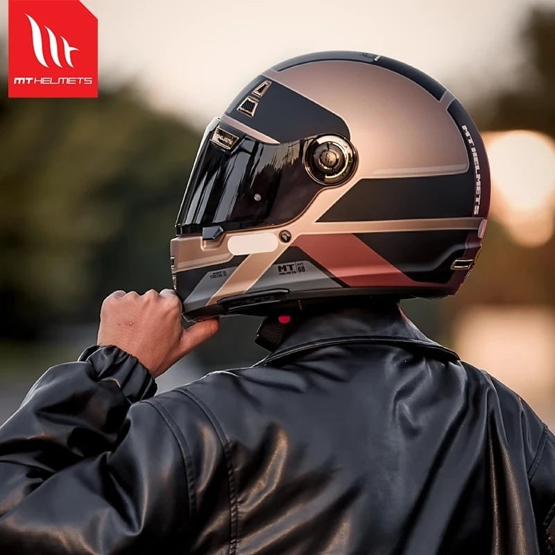 MT Jarama SV Retro Helmet Cruise Motorcycle Vintage Full S Helmet ECE2206 DOT Casco MT Cafe Racer Helmet for Triumph Thruxton R