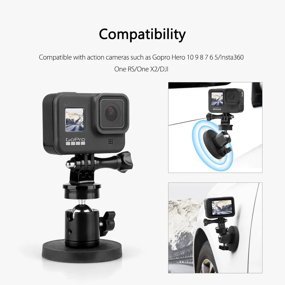 Vamson for GoPro Hero 12 11 10 9 Neodymium Magnets for GoPro Insta360 DJI Camera Magnetic Mount with 1/4 Thread Stud Accessories
