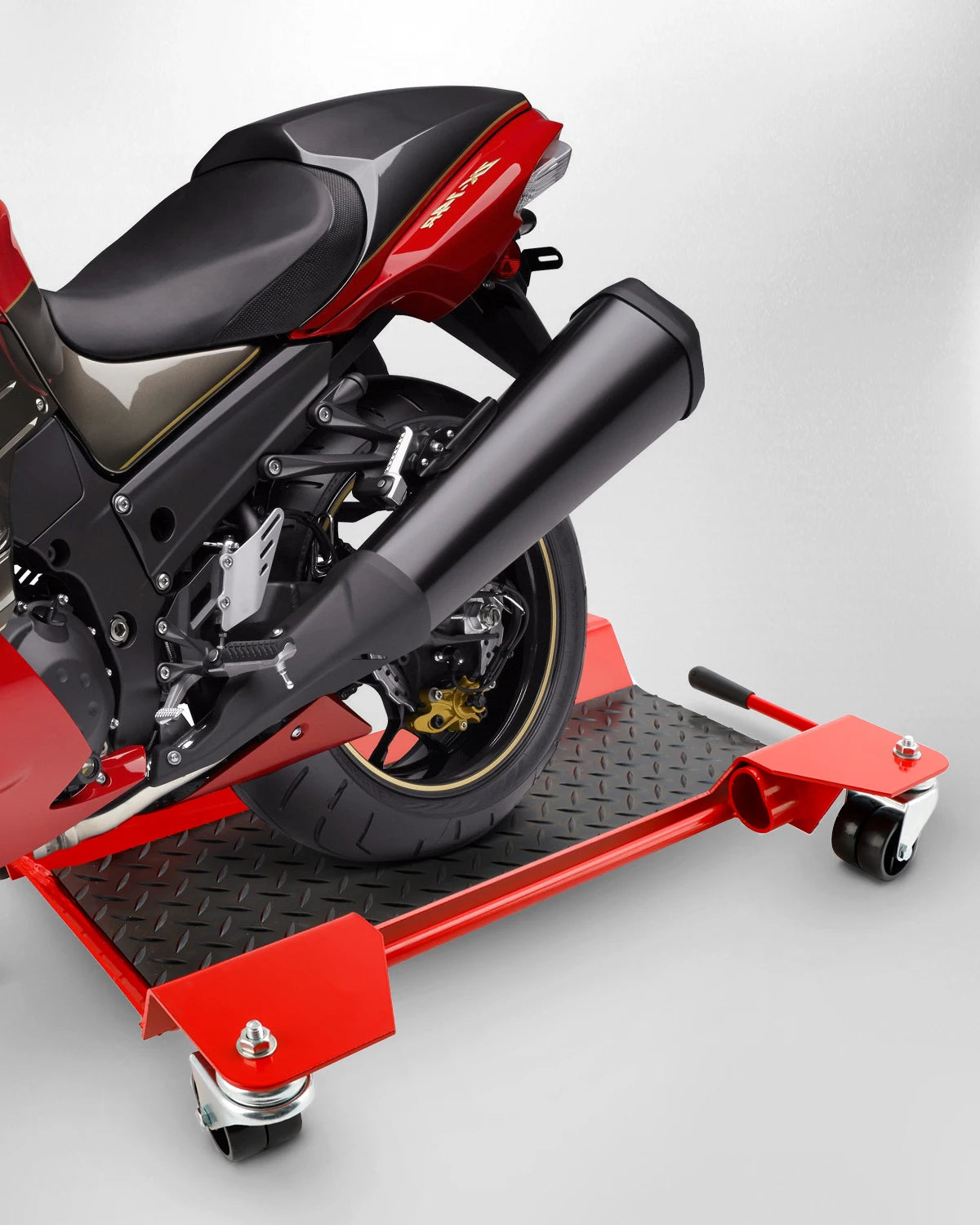 Areyourshop Motorcycle Centre Stand Moving Dolly Trolley Platform 360 Degree Casters 250kg Trailer Moving Carrier for Motorbike