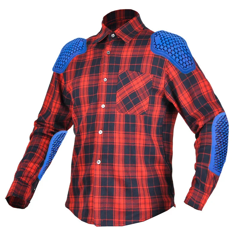 VOLERO Motorcycle Jacket Men Casual Retro Four Season Motorcycle Checkered Shirt Riding Suit Anti Fall Submachine Jacket