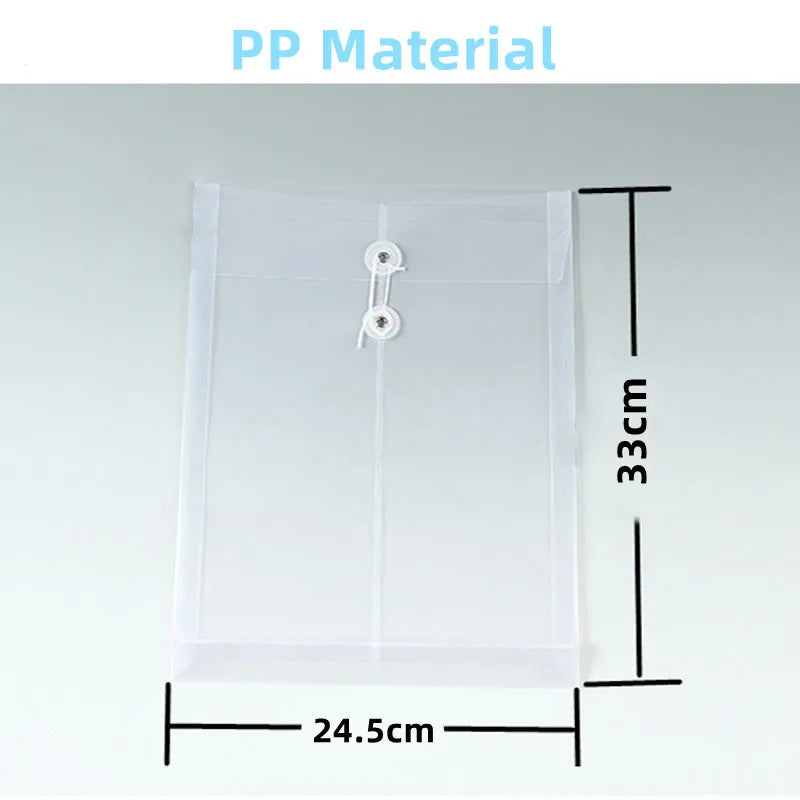 A4 10PCS Document Bag Transparent Plastic File Thickened Waterproof Vertical Rope Wrapped