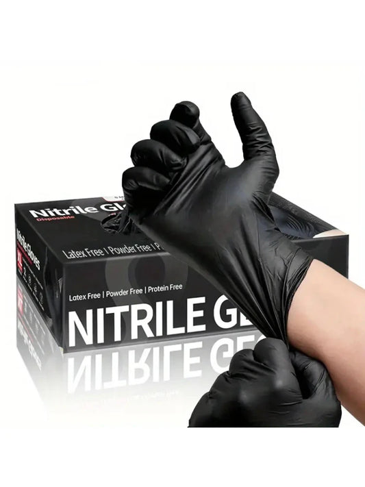 100/50/20PCS Black Nitrile Gloves Disposable Thick Powder Free Cleaning Gloves Textured Kitchen Household Mechanic Tattoo Gloves
