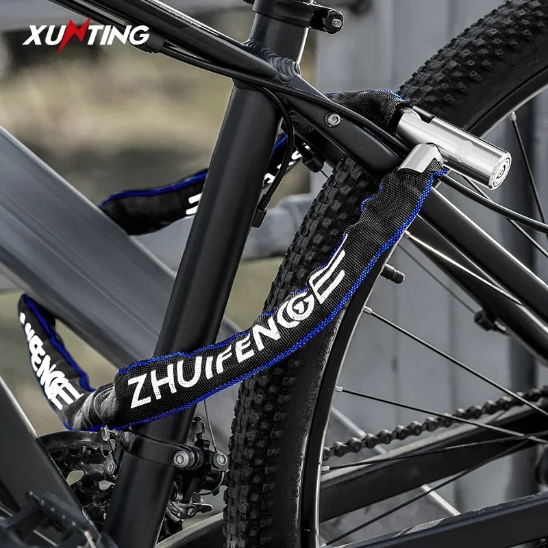 Xunting Bicycle Lock Heavy Duty Bike Chain Lock Anti-Theft Security 6MM Thick Chain for Motorcycle Door Scooter with 2 Keys