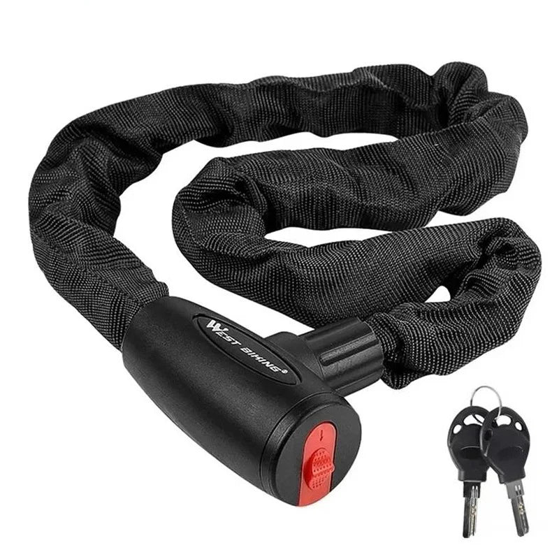 WEST BIKING Anti-theft Bicycle Lock MTB Road Bike Safety Chain Lock With 2 Keys Outdoor Cycling Bicycle Accessories Bike Locks