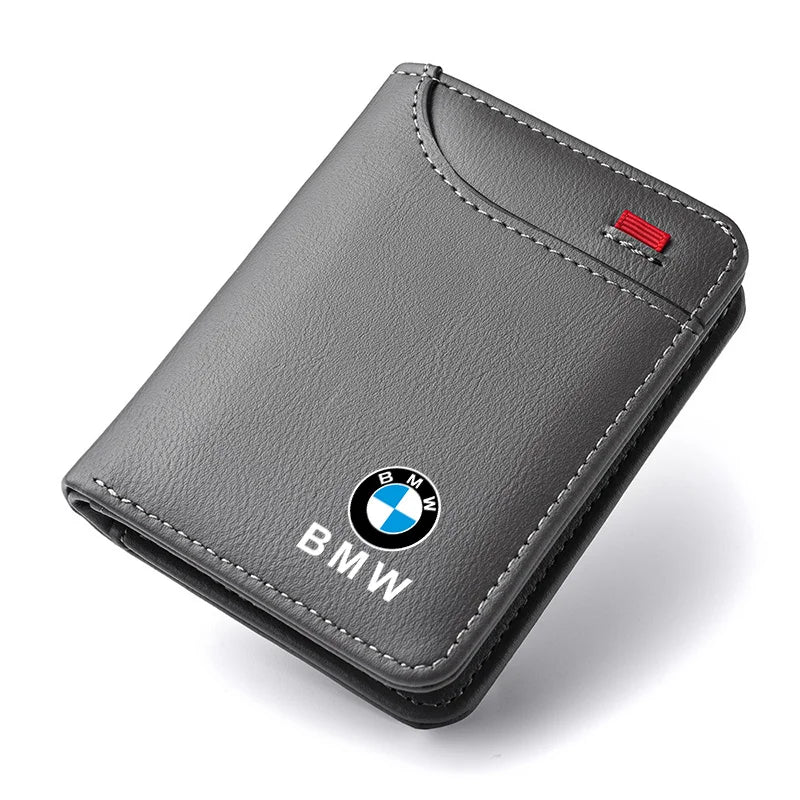 Leather Car Logo Wallet Credit Card Purse Portable Small Wallet For BMW E87 E90 E60 I01 F25 F26 F44 F45 E36 E34 E39 F10 F30 F20