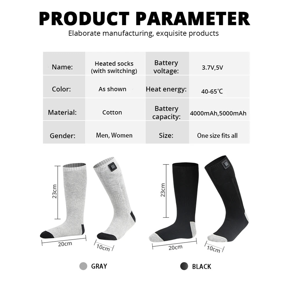 Winter Heated Socks 5000mAh APPControl Thermal Socks Women Men Heating Foot Warmer Electric Fever Socks Hiking Ski Warm Outdoor