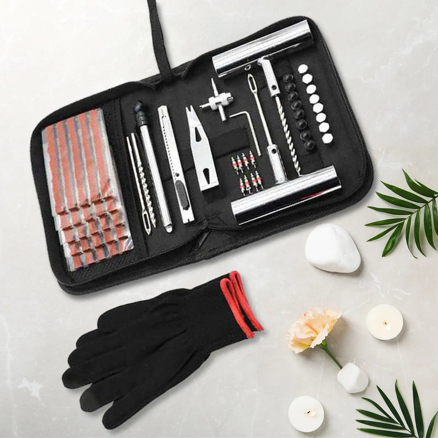Car Tyre Repair Set Universal Flat Tire Puncture Patch Tool Set with Plugs for Cars Trailers