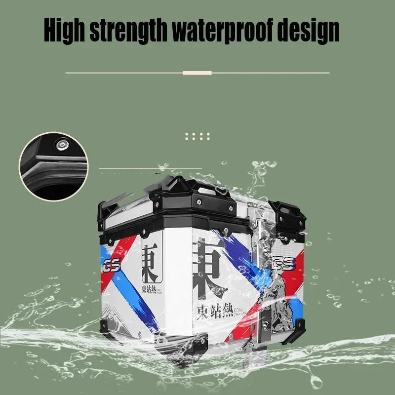 40L Aluminum Alloy Motorcycle Rear Top Case Luggage Storage Tail Box Waterproof Trunk Tool Box Motorcycle Universal Rear Cases