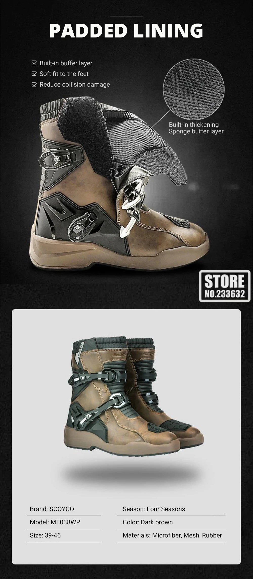 Waterproof Motorbike Boots Anti-slip Motorcycle Boots Wear-resistant Biker Protection Equipment Anti-fall Motocross Boot