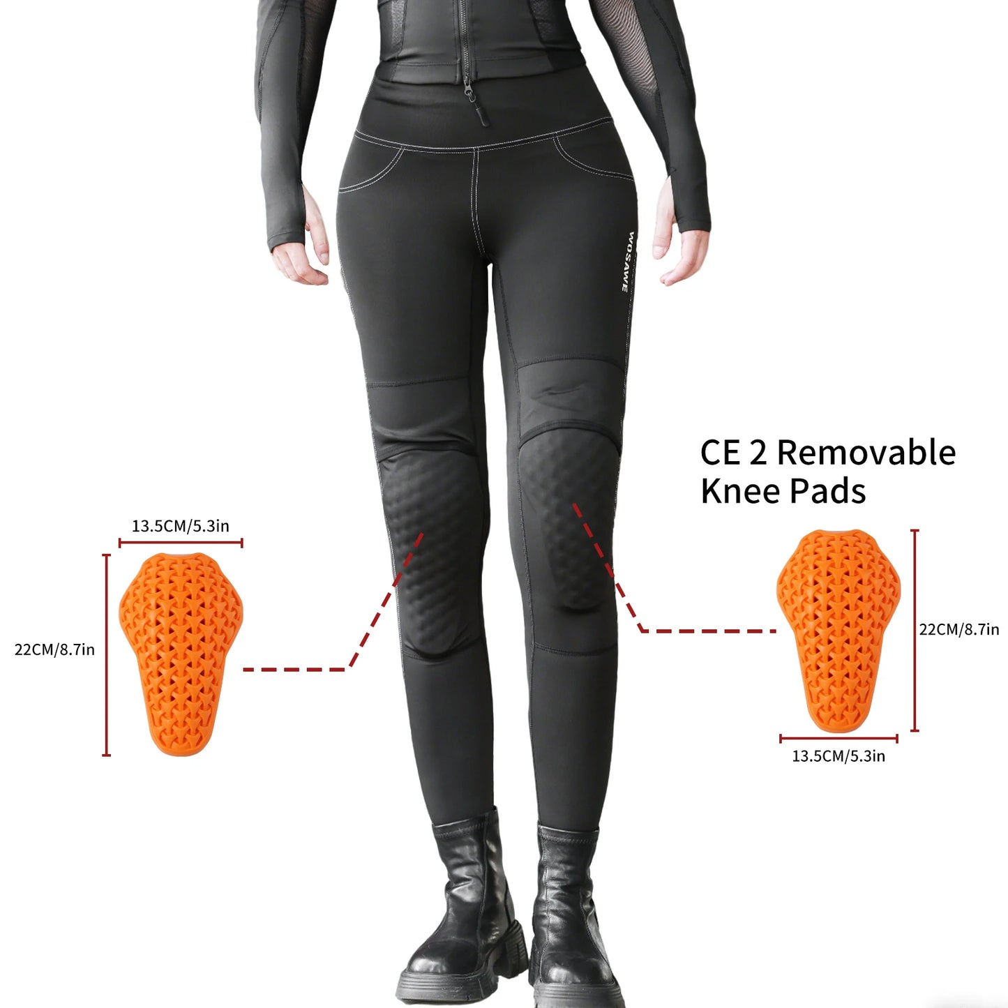 WOSAWE Women Motorcycle Pants Slim Fit with Off-road Outdoor Riding Pants With CE Protective Knee Pads Motocross Motorbike Pant