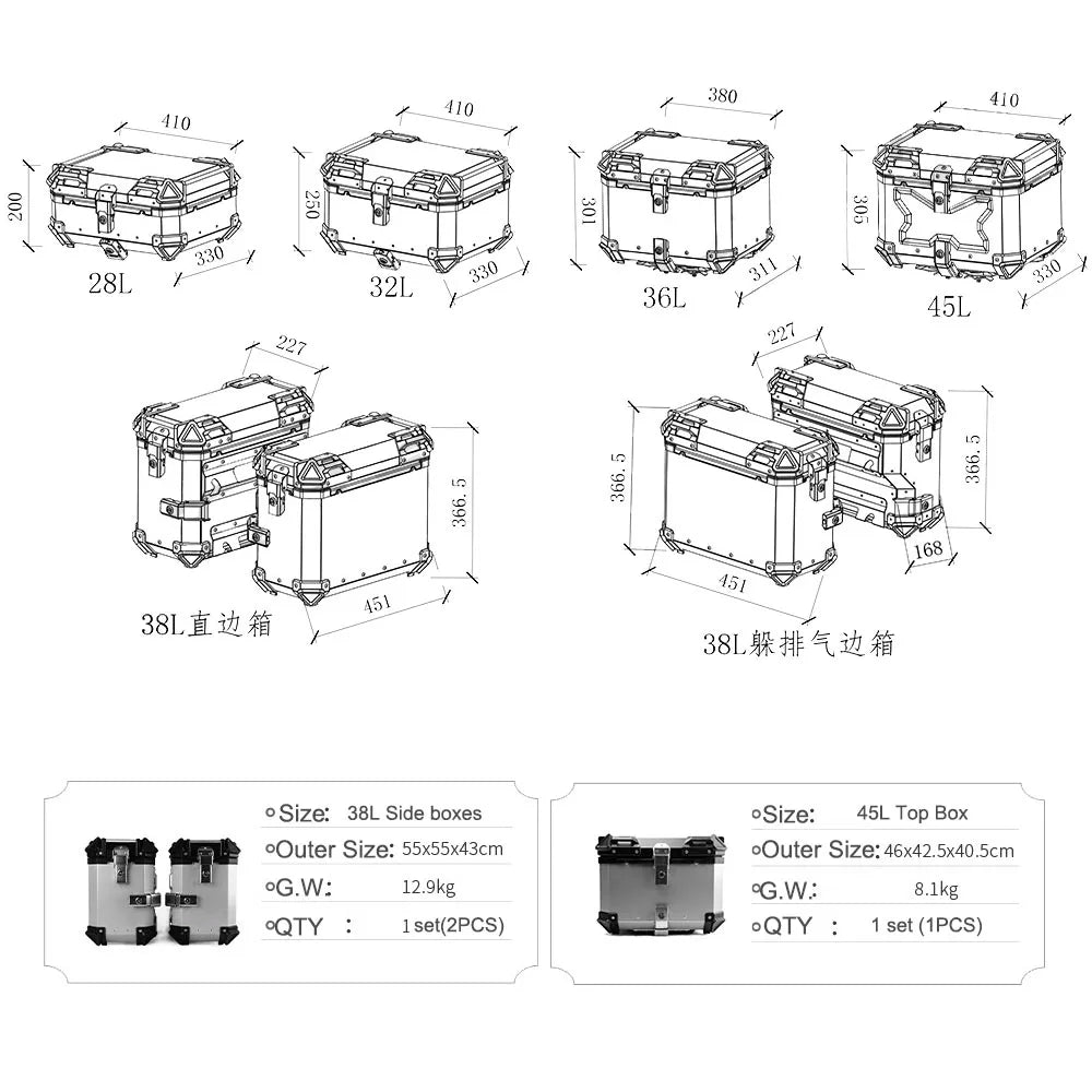 For BMW G310GS 2018-2023 Motorcycle Trunk Side Panniers Case Top Luggage Box Bag Storage Moto Rear Helmet Topcase Accessories