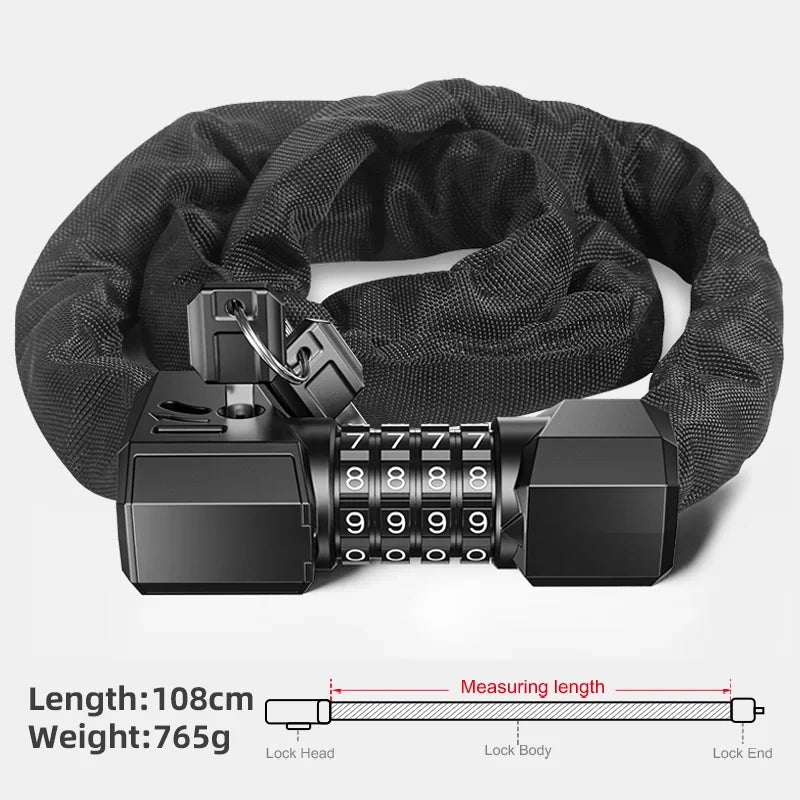 Xunting Bicycle Lock Heavy Duty Bike Chain Lock Anti-Theft Security 6MM Thick Chain for Motorcycle Door Scooter with 2 Keys
