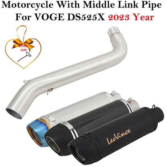 For VOGE DS525X DS 525X 2023 2024 Motorcycle Exhaust Leovince Escape Systems Modify Mid Link Pipe Carbon Fiber Muffler DB Killer