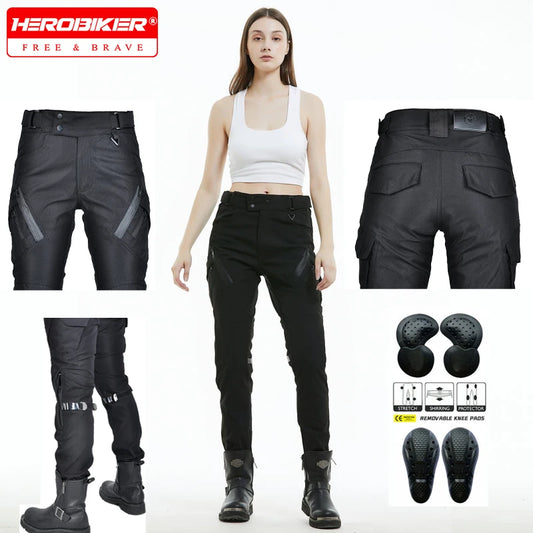 Motorcycle Riding Pants Waterproof Breathable Women's Motorcycle High-waisted Pants Anti-drop Retro Commuting Pants Windproof