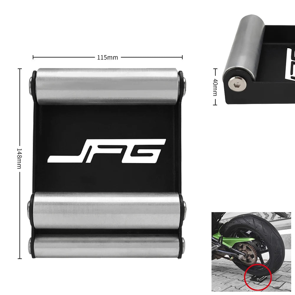 Motorcycle Tire Wheel Cleaning Bracket Stand Universal Chain Clean Roller Ramp Lift Aluminum with Chain Brush