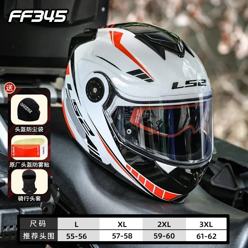 LS2 FF345 Flip Up Motorcycle Helmet Personalised Dual Lens Capacete LS2 Modular Helmets Motorbike Racing Helmet Cascos Para Moto