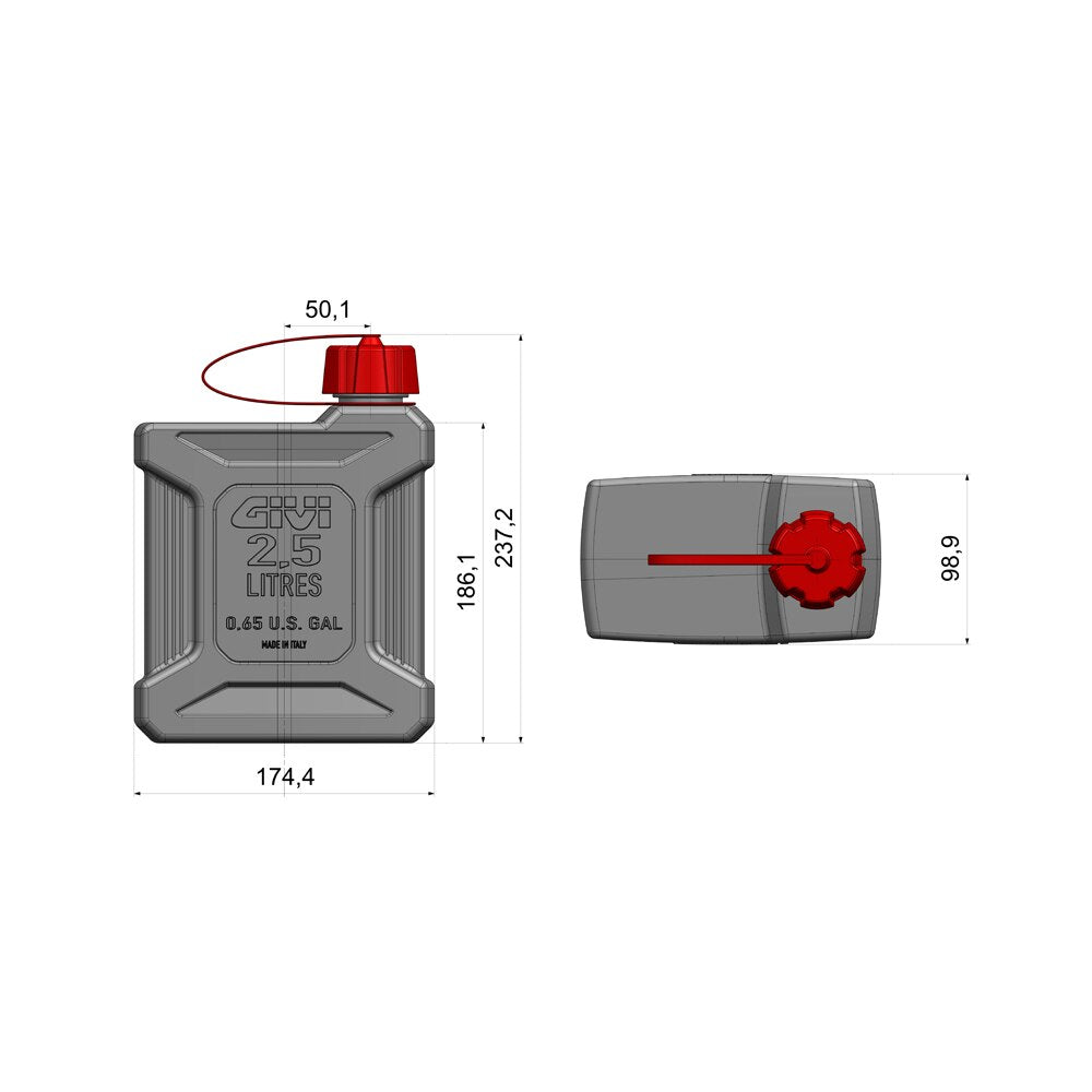Givi TAN01-certified Bidon gasoline, water or oil 2,5 L