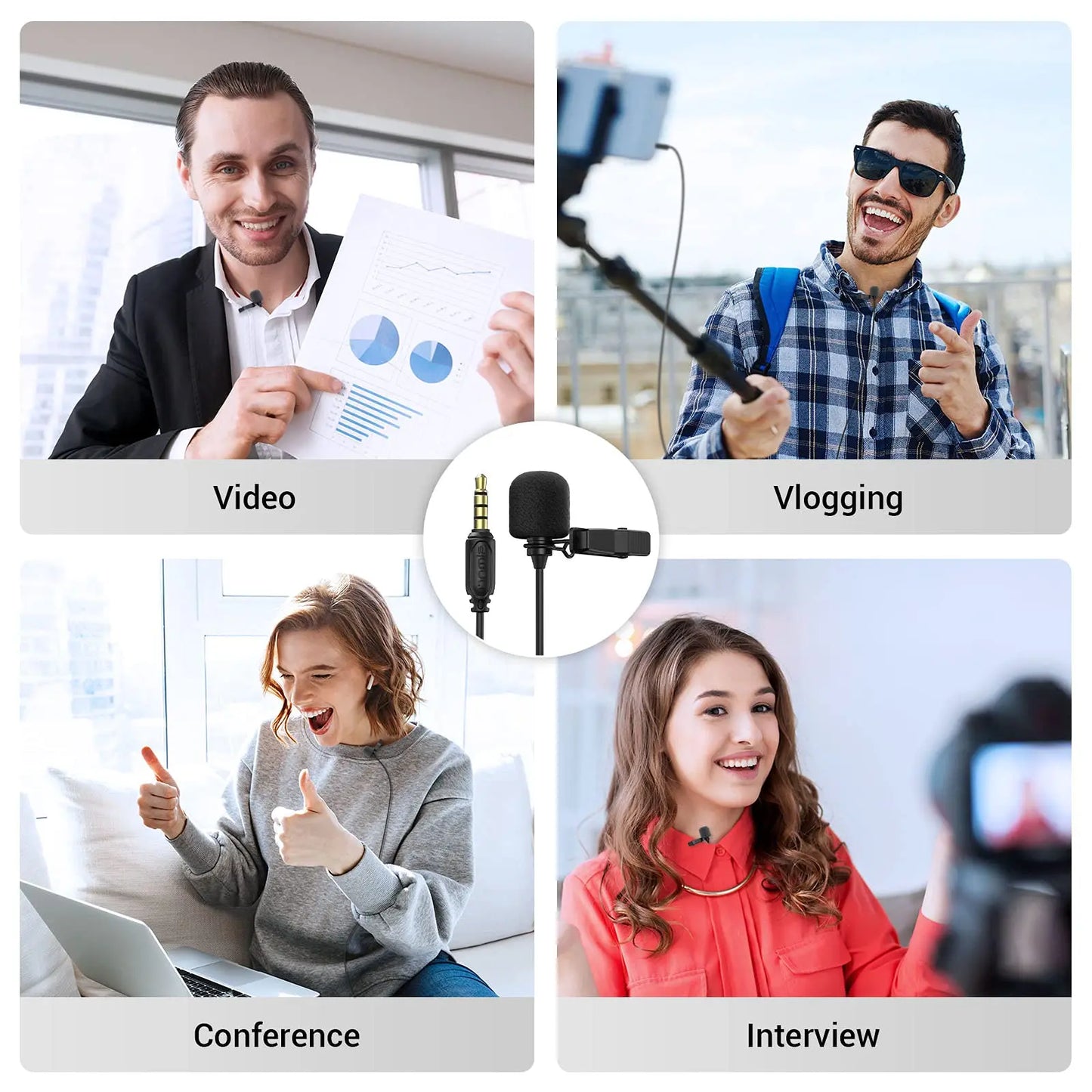 SmallRig L1-3.5mm TRS/TRRS Professional Lavalier Microphone for Mobile Phone Computer Vlogging Lapel Clip-on Mic 6.5ft 3388