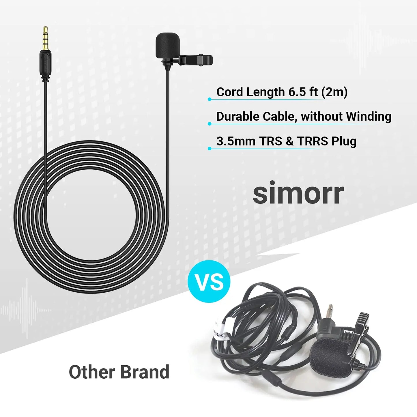 SmallRig L1-3.5mm TRS/TRRS Professional Lavalier Microphone for Mobile Phone Computer Vlogging Lapel Clip-on Mic 6.5ft 3388
